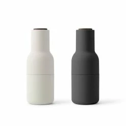 Menu Ceramic & Wood Salt & Pepper Bottle Grinders Set Of 2 Black And White