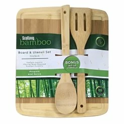 Scullery Bamboo Board & Utensil Set 32 X 26cm