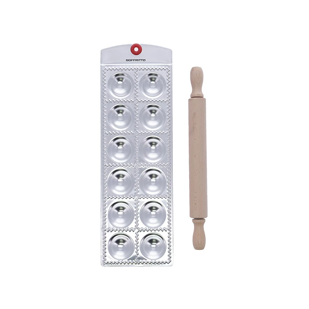 Soffritto Ravioli Tray And Rolling Pin Set
