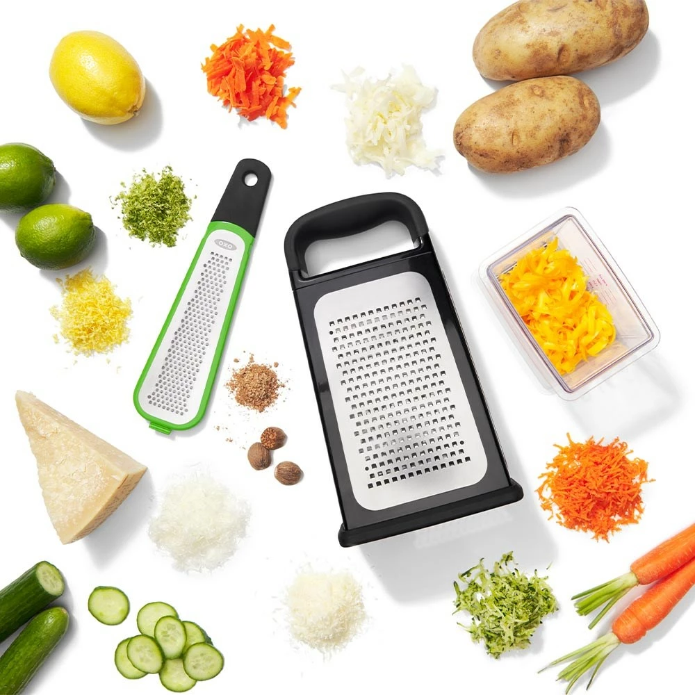 OXO Good Grips Etched Box Grater With Measuring Cup & Removable Zester - Image 4