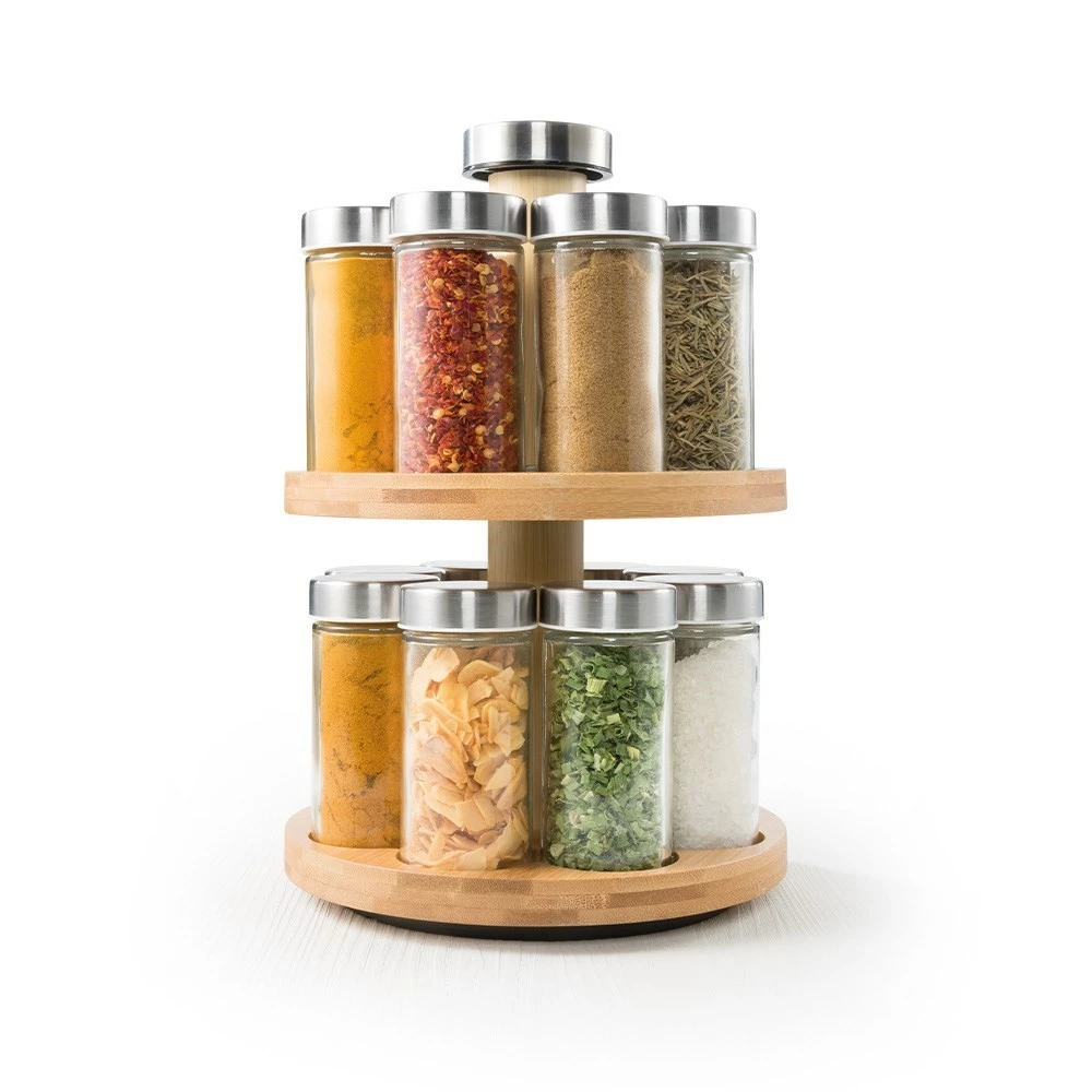 Baccarat Spice Market Essence Rotating 16 Jar Bamboo Spice Rack - Image 2