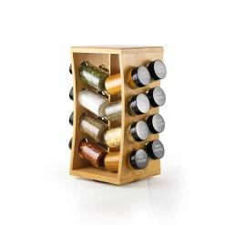 Baccarat Spice Market Savour 16 Jar Bamboo Rotating Spice Rack